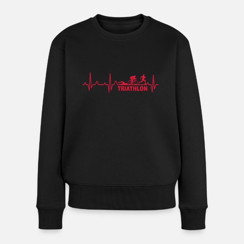 Triathlete herzschlag triathlon heartbeat - Frauen Premium Bio Pullover - Schwarz