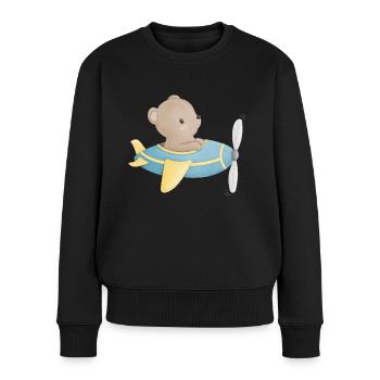 L’ours dans l’avion - Pull Premium bio Femme - noir - Devant - Julia (174cm)