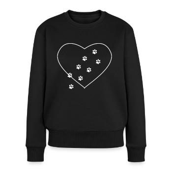 Herz Katzen Pfoten Design für Frauen und Kinder - Frauen Premium Bio Pullover - Schwarz - Vorne - Julia (174cm)