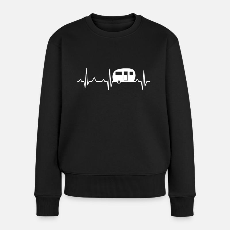 Wohnwagen herzschlag camping - Frauen Premium Bio Pullover - Schwarz