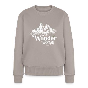 Wander Woman Berge & Edelweiss Wander T-Shirt Frau - Frauen Premium Bio Pullover - Taupe - Vorne - Julia (174cm)