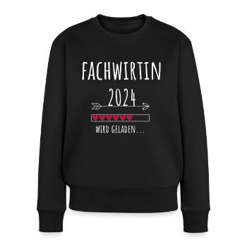 Fachwirtin 2024 wird geladen Fachwirt Abschluss - Frauen Premium Bio Pullover - Schwarz - Vorne - Julia (174cm)