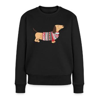 Drôle de Teckel de Noël Teckel de Noël Chien - Pull Premium bio Femme - noir - Devant - Julia (174cm)