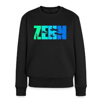 10. Geburtstag Junge 10 Jahre Flugzeug Flugzeuge - Frauen Premium Bio Pullover - Schwarz - Vorne - Julia (174cm)