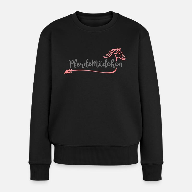 Ich bin ein Pferdemädchen - Frauen Premium Bio Pullover - Schwarz