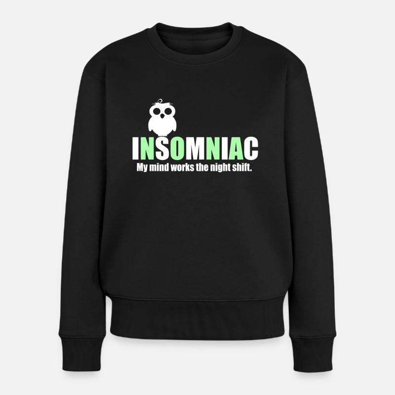 Citation insomniaque drôle - Pull Premium bio Femme - noir