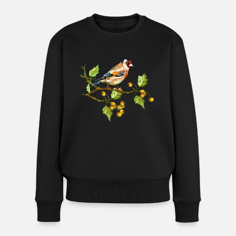 Bunter Vogel - Frauen Premium Bio Pullover - Schwarz