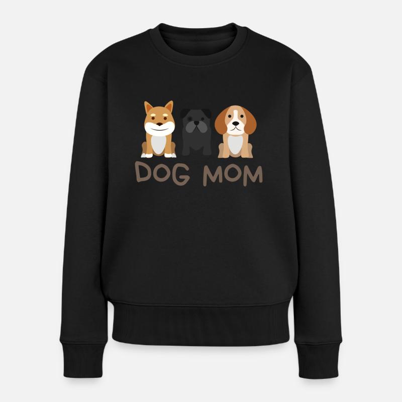Dog Mom mit 3 Hunden - Frauen Premium Bio Pullover - Schwarz