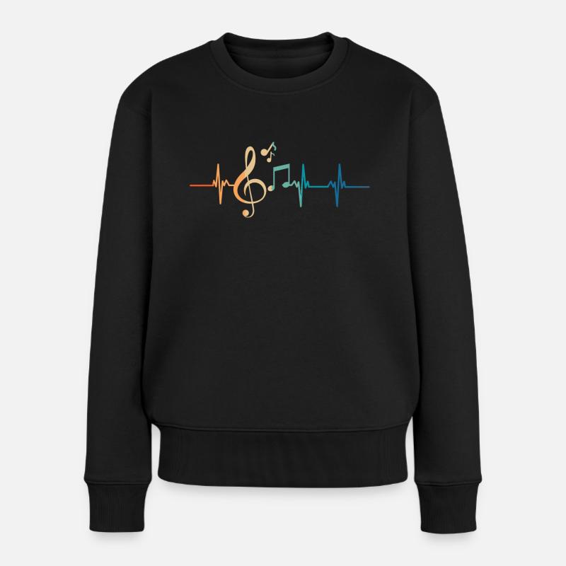 Herzschlag-Musik - Frauen Premium Bio Pullover - Schwarz