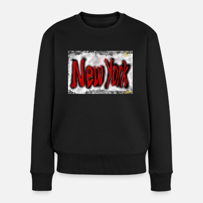 New Yorker Straßenkunst - Frauen Premium Bio Pullover - Schwarz