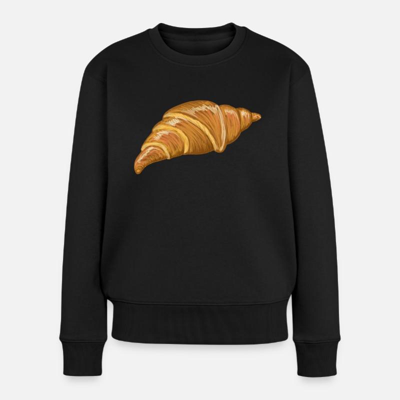 Französisches Croissant - Frauen Premium Bio Pullover - Schwarz
