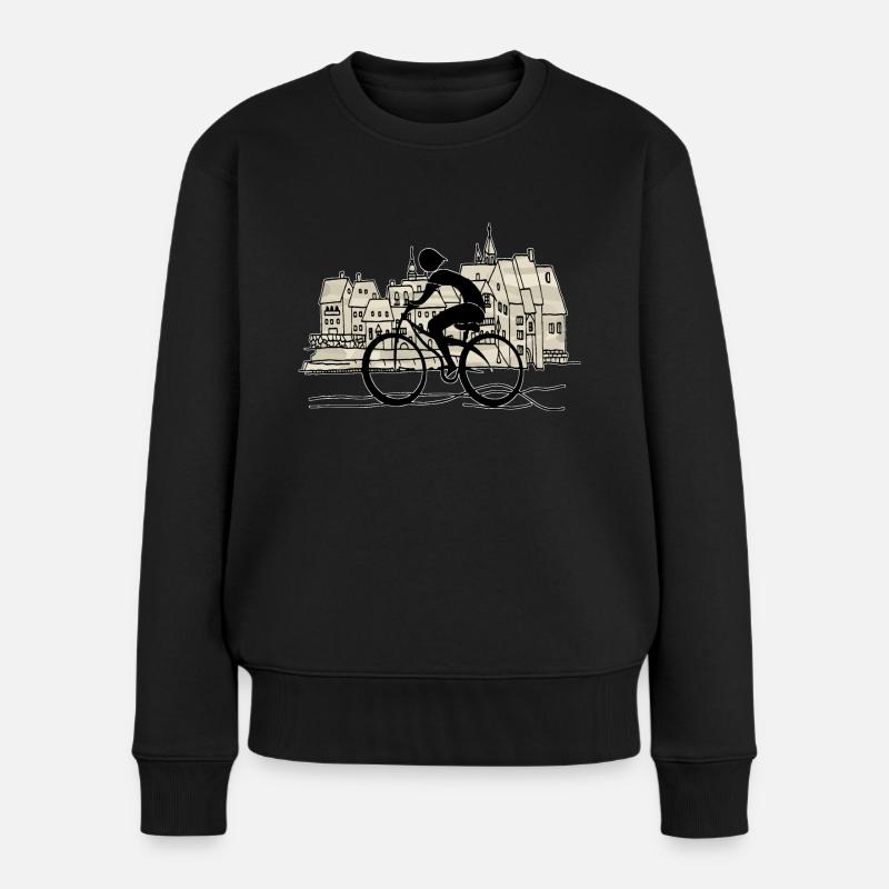 Radfahrer - Frauen Premium Bio Pullover - Schwarz