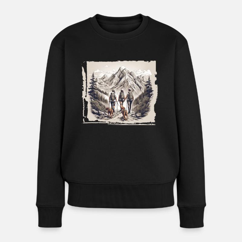 Bergabenteuer im Wald - Frauen Premium Bio Pullover - Schwarz