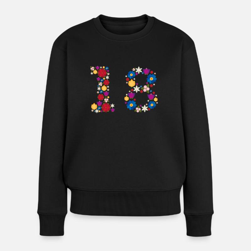 Flowers 18 - Frauen Premium Bio Pullover - Schwarz