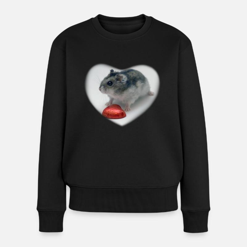 Hamster Herz - Frauen Premium Bio Pullover - Schwarz