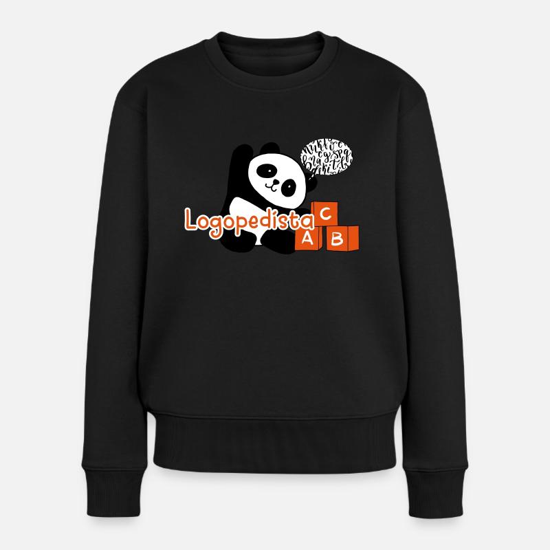 Logopäde Panda - Frauen Premium Bio Pullover - Schwarz