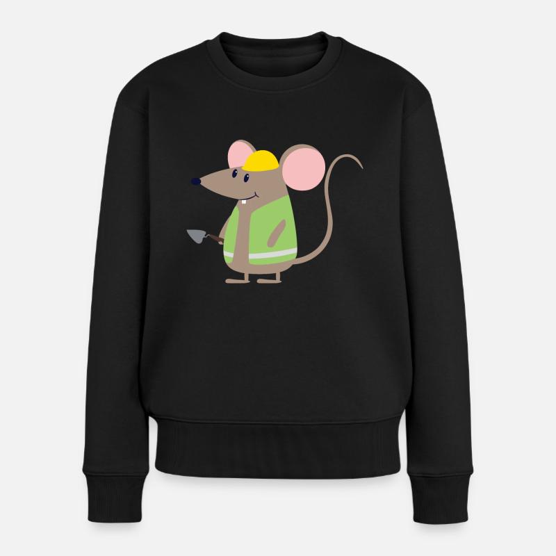 Maus Arbeiter - Frauen Premium Bio Pullover - Schwarz