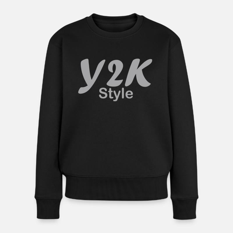 Y2k style 2000er Jahre - Frauen Premium Bio Pullover - Schwarz
