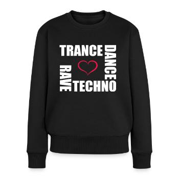 Techno Dance Trance Rave - Frauen Premium Bio Pullover - Schwarz - Vorne - Julia (174cm)