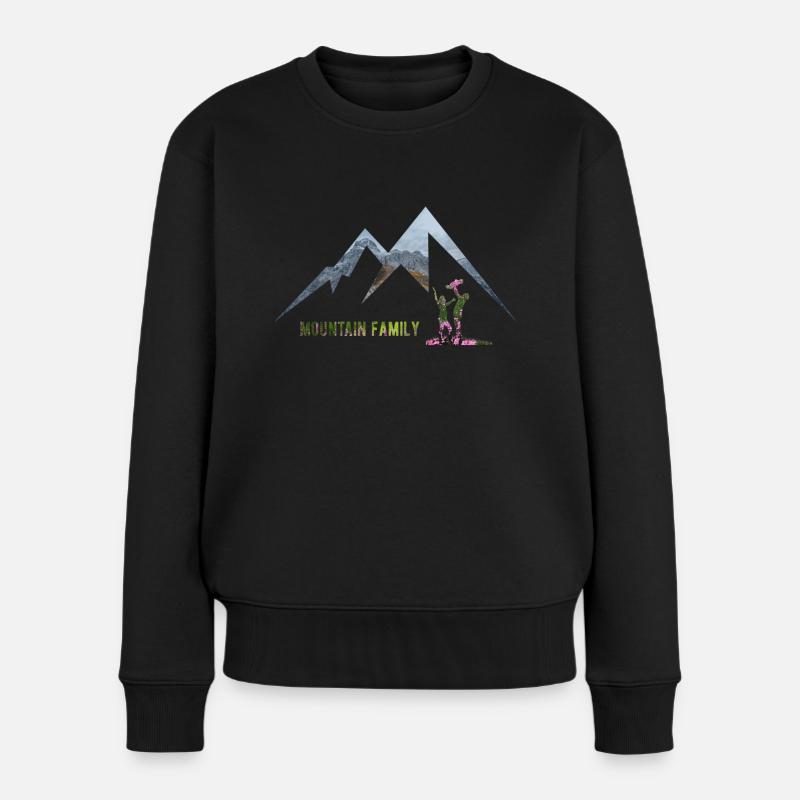 Bergfamilie - Frauen Premium Bio Pullover - Schwarz