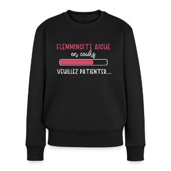 Flemmingite aigüe en cours cadeau humour femme - Pull Premium bio Femme - noir - Devant - Julia (174cm)