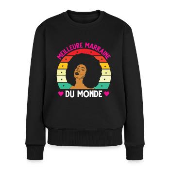 Meilleure marraine monde vintage femme noire - Pull Premium bio Femme - noir - Devant - Julia (174cm)