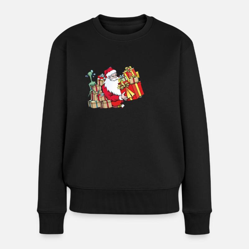 Weihnachtsmann - Frauen Premium Bio Pullover - Schwarz