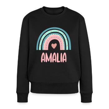Amalia Name Regenbogen Baby - Frauen Premium Bio Pullover - Schwarz - Vorne - Julia (174cm)