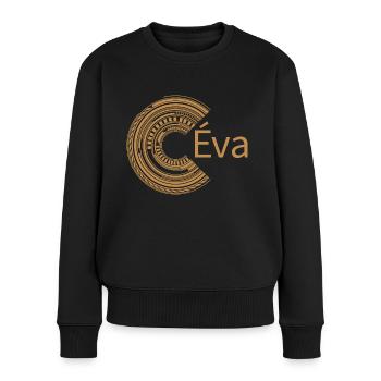 Für Éva - Frauen Premium Bio Pullover - Schwarz - Vorne - Julia (174cm)