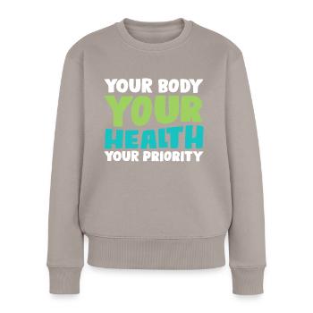 Your Body - Frauen Premium Bio Pullover - Taupe - Vorne - Julia (174cm)