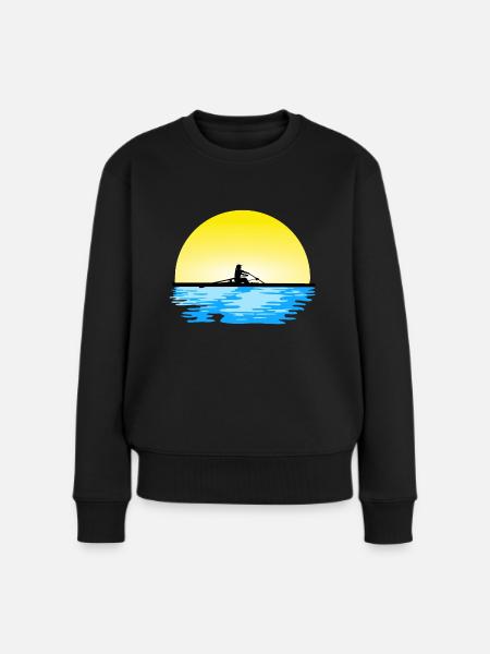 Rudern - Ruderboot - Ruderin - Frau beim Rudern - Frauen Premium Bio Pullover - Schwarz