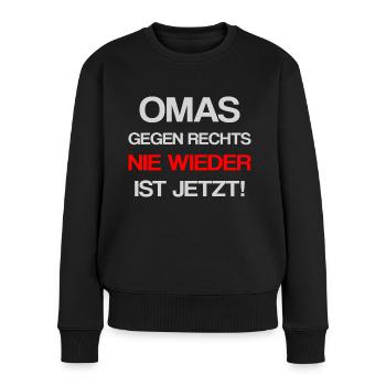 Omas gegen rechts - Frauen Premium Bio Pullover - Schwarz - Vorne - Julia (174cm)