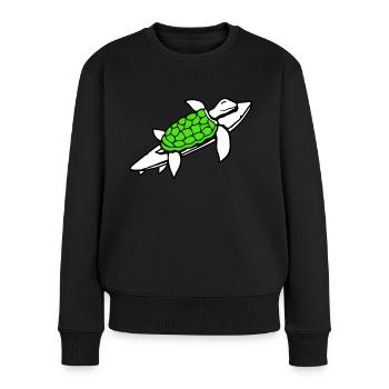 Tortue d’eau Planche de surf Surfeur Surf amusant - Pull Premium bio Femme - noir - Devant - Julia (174cm)