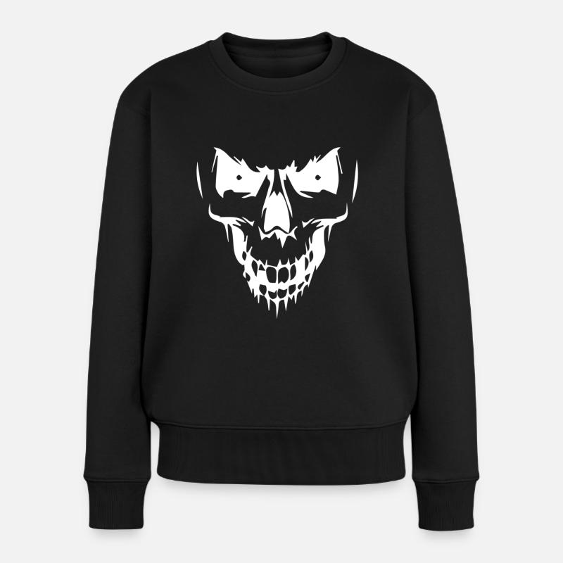 Totenkopf - Frauen Premium Bio Pullover - Schwarz
