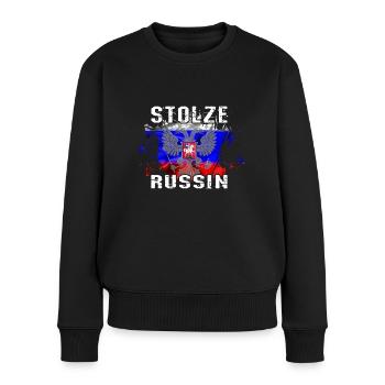 Russland "Stolze Russin" - Frauen Premium Bio Pullover - Schwarz - Vorne - Julia (174cm)