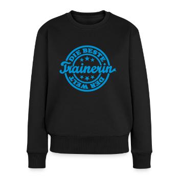 Beste Trainerin (Stempel) - Frauen Premium Bio Pullover - Schwarz - Vorne - Julia (174cm)