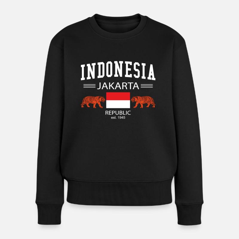 Indonesia - Frauen Premium Bio Pullover - Schwarz