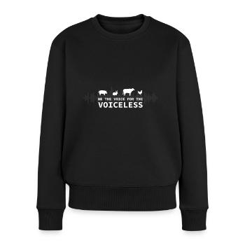 Voix pour les sans voix - compatible avec les végétaliens - Pull Premium bio Femme - noir - Devant - Julia (174cm)