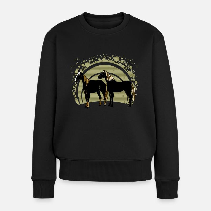 Die Pferde - Frauen Premium Bio Pullover - Schwarz