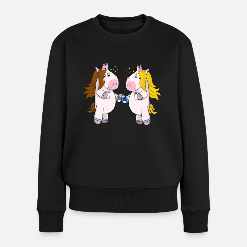 Einhörner Beste Freundin - Frauen Premium Bio Pullover - Schwarz