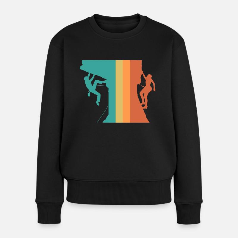 Vintage Klettern - Frauen Premium Bio Pullover - Schwarz