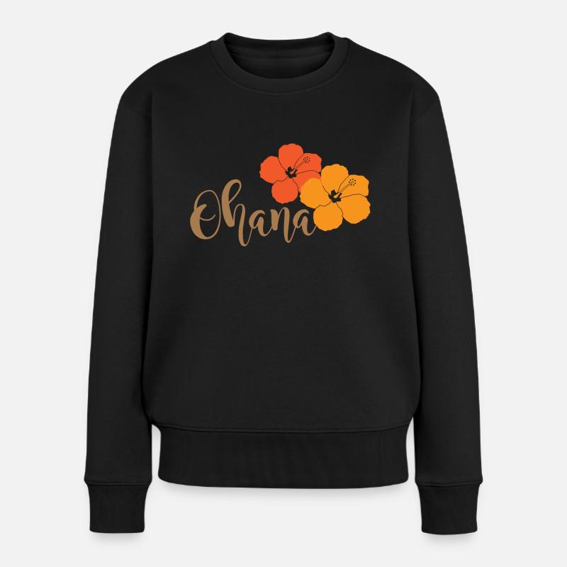 Ohana avec des fleurs d’hibiscus - Pull Premium bio Femme - noir