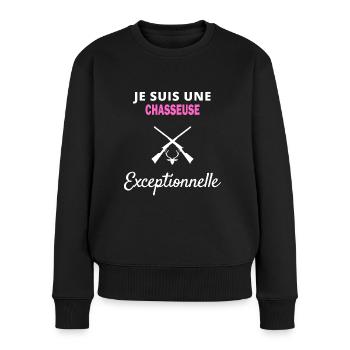 je suis un Exceptionnelle chasseuse - Pull Premium bio Femme - noir - Devant - Julia (174cm)
