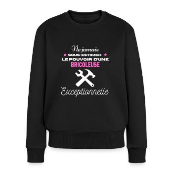 ne jamais sous estimer Exceptionnelle Bricoleuse - Pull Premium bio Femme - noir - Devant - Julia (174cm)