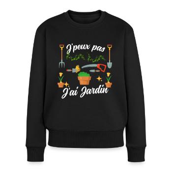 Je peux pas j'ai jardin pour mes parents - Pull Premium bio Femme - noir - Devant - Julia (174cm)