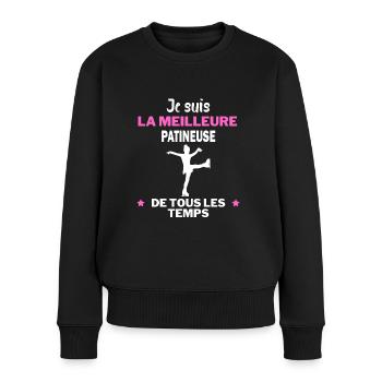 Je suis la meilleure patineuse - Pull Premium bio Femme - noir - Devant - Julia (174cm)