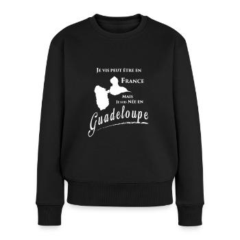 T shirt personnalisé humoristique, Guadeloupe 5 - Pull Premium bio Femme - noir - Devant - Julia (174cm)
