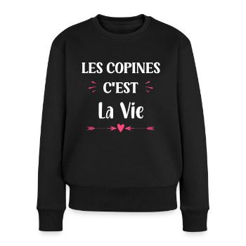 les copines c'est la vie - Pull Premium bio Femme - noir - Devant - Julia (174cm)