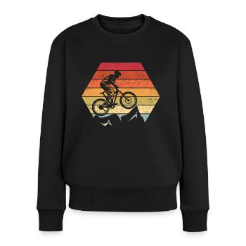 Vintage MTB Mountainbike Retro MTB Fahrrad Zubehör - Frauen Premium Bio Pullover - Schwarz - Vorne - Julia (174cm)