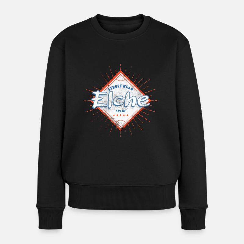 Elche Spanien Stadt Skyline Heimat Liebe Urlaub - Frauen Premium Bio Pullover - Schwarz